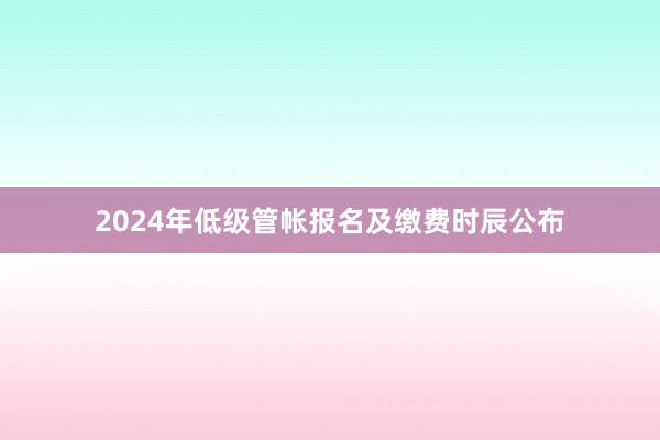 2024年低级管帐报名及缴费时辰公布